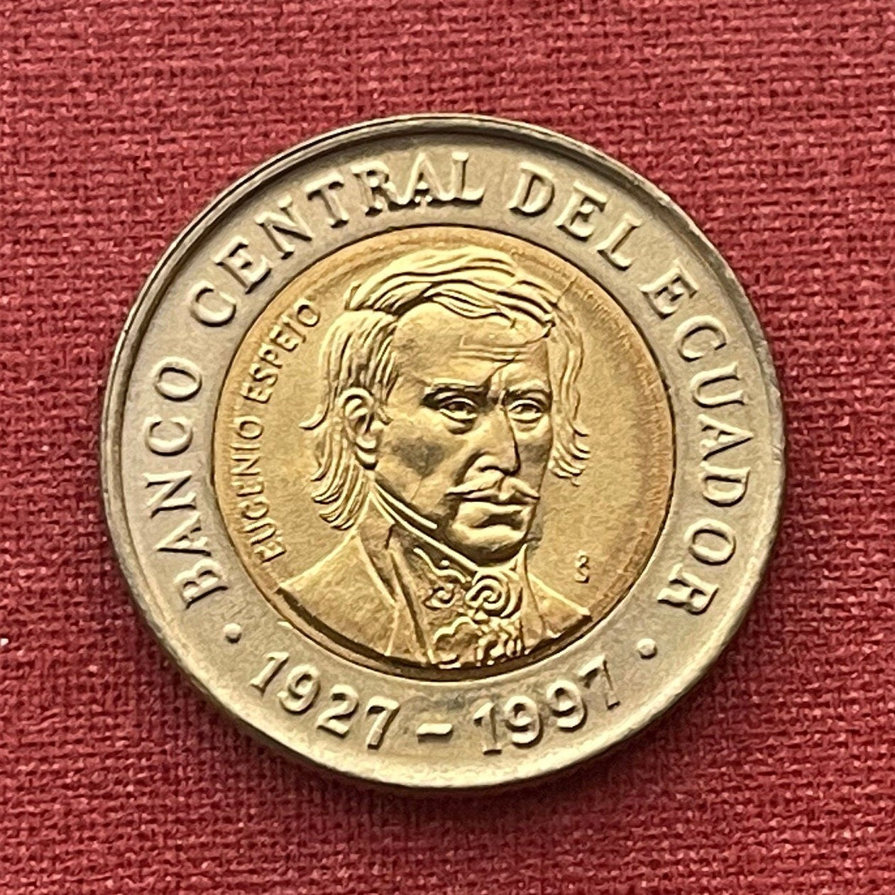 Scientist Reformer Eugenio Espejo 1000 Sucres Ecuador Authentic Coin Money for Jewelry and Craft Making (Bimetallic) (1997)
