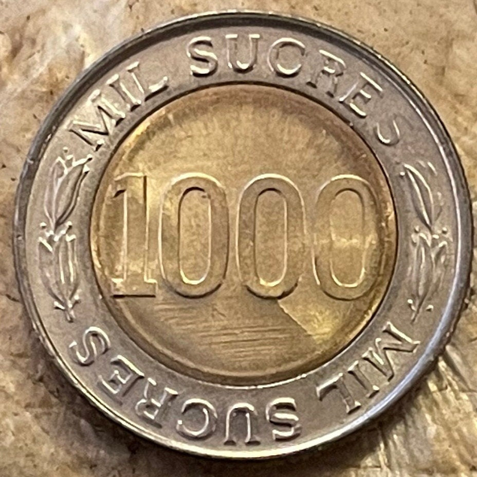 Scientist Reformer Eugenio Espejo 1000 Sucres Ecuador Authentic Coin Money for Jewelry and Craft Making (Bimetallic) (1997)