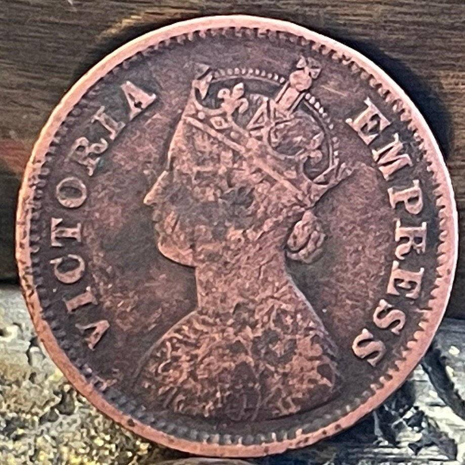 Queen Victoria Empress of India Half Pice British India Authentic Coin Money for Jewelry and Craft Making (British Raj) (Bun Head)