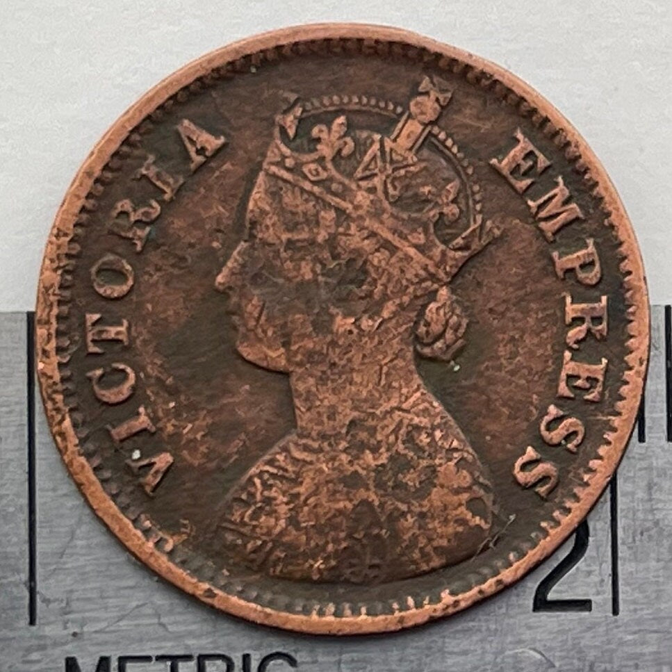 Queen Victoria Empress of India Half Pice British India Authentic Coin Money for Jewelry and Craft Making (British Raj) (Bun Head)