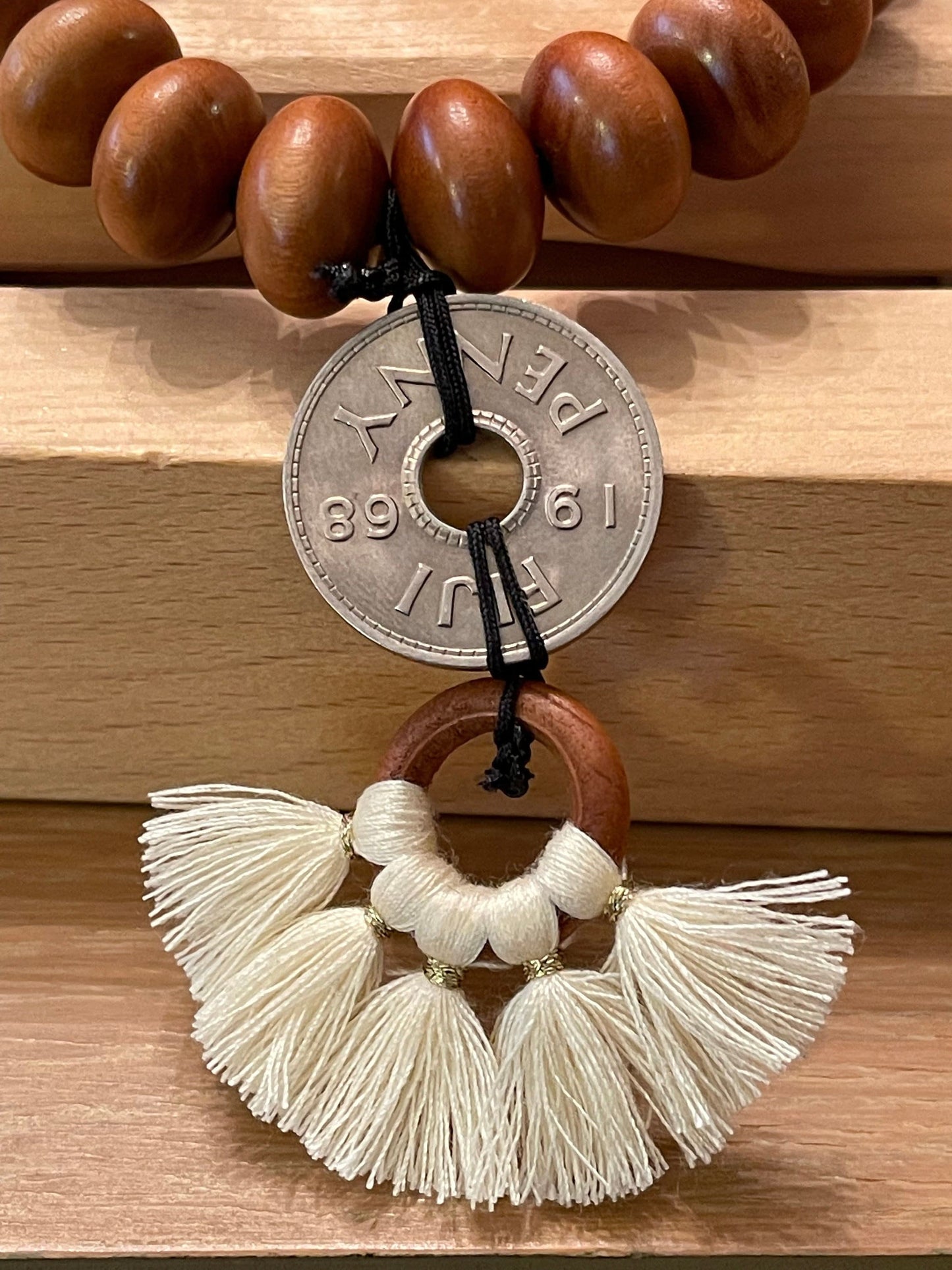 Wood Ring Tassels; with jumpring; earrings- blue, cyan, gold, green, orange, pink, light pink, red, tan, white - cotton blend