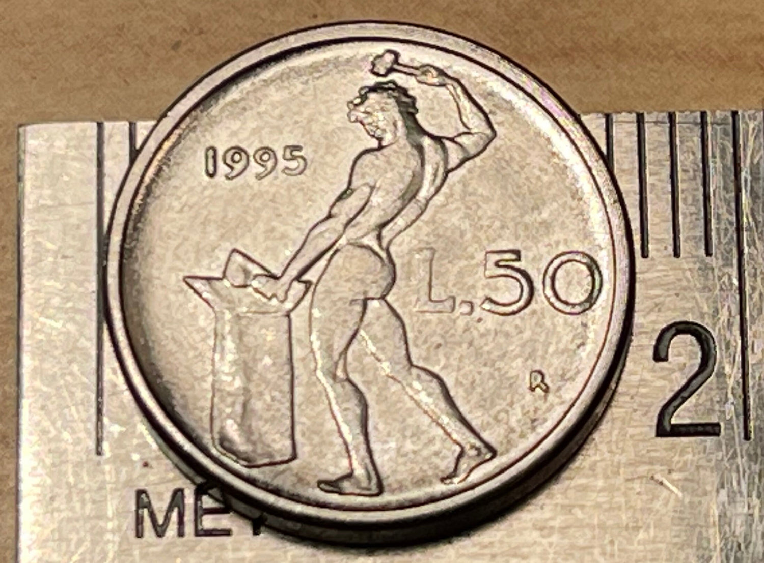 Vulcan (Small) Italian Authentic Coin Money 50 Lire for Jewelry and Craft Making