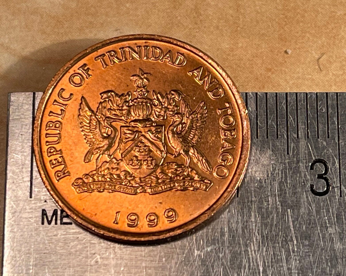 Bird of Paradise 5 Cents Trinidad & Tobago Authentic Coin Money for Jewelry and Craft Making