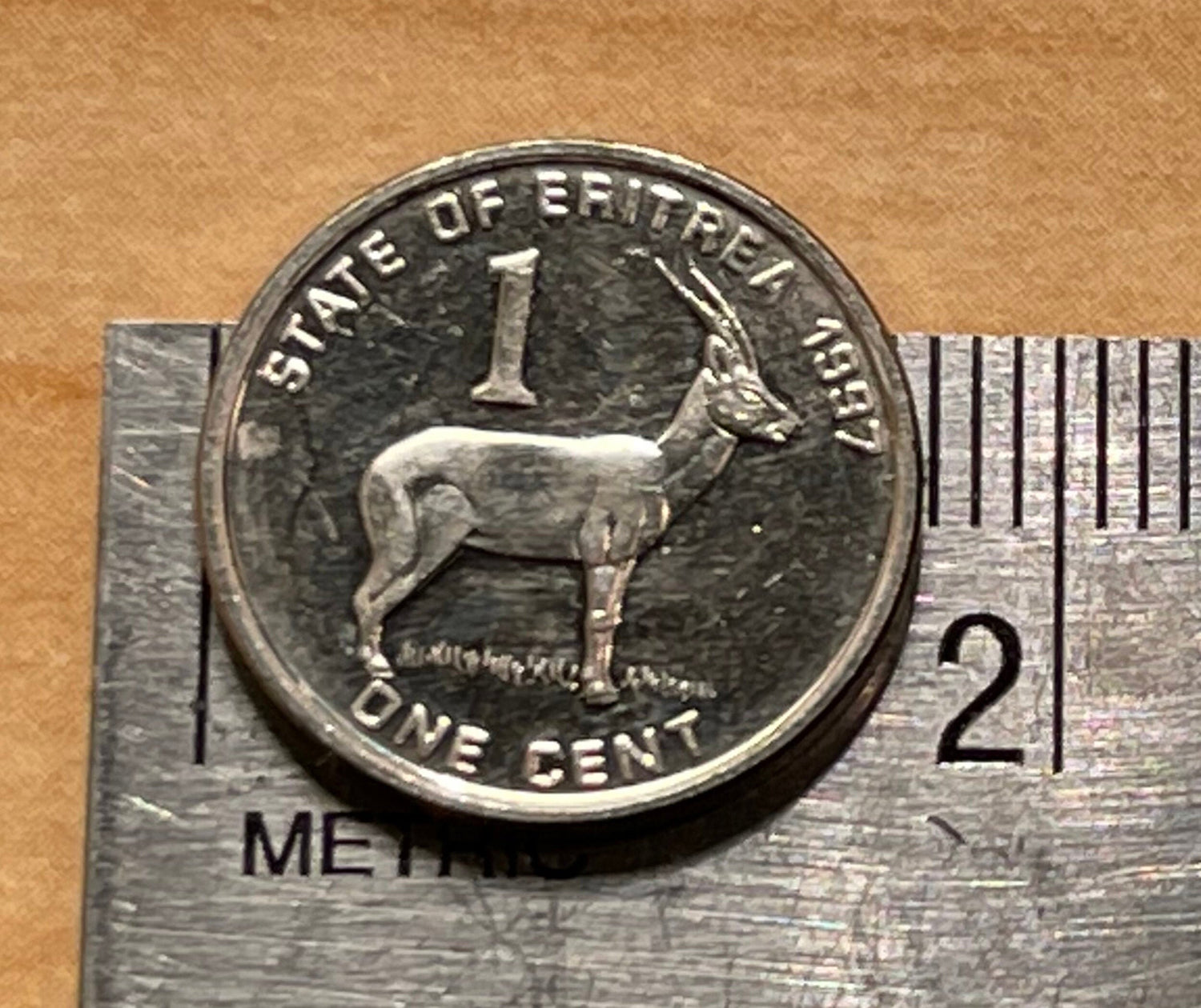 Red-Fronted Gazelle & Liberty Equality Justice Penny Eritrea Authentic Coin Money for Jewelry and Craft Making