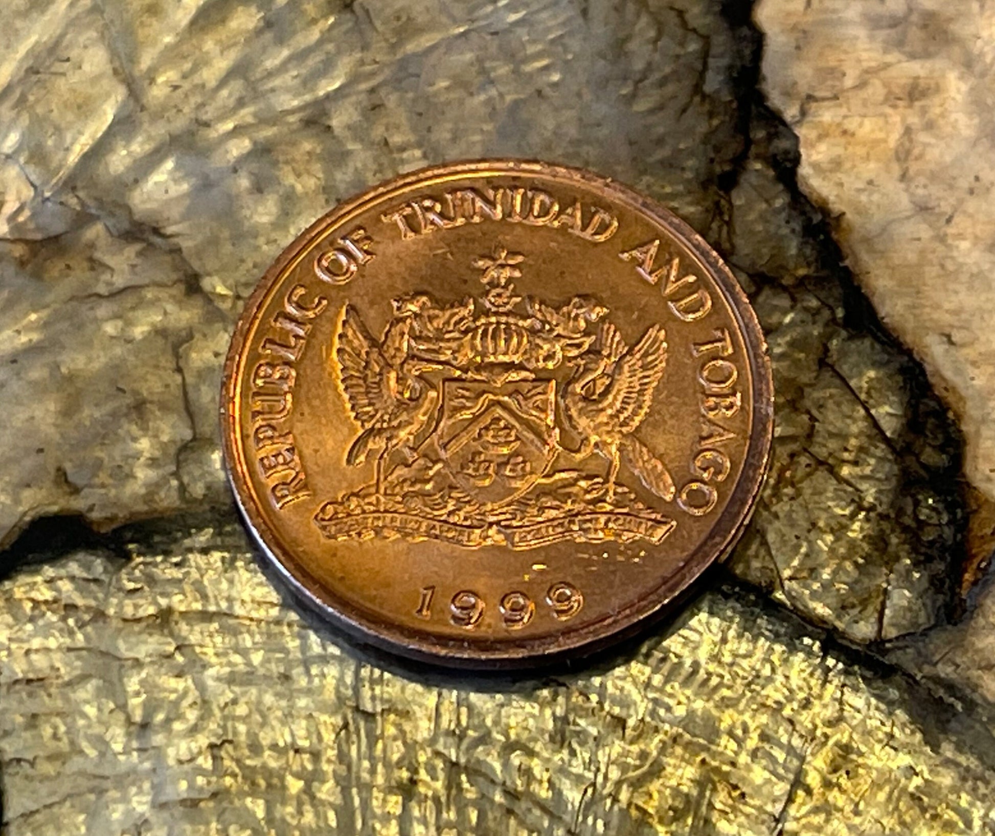 Bird of Paradise 5 Cents Trinidad & Tobago Authentic Coin Money for Jewelry and Craft Making
