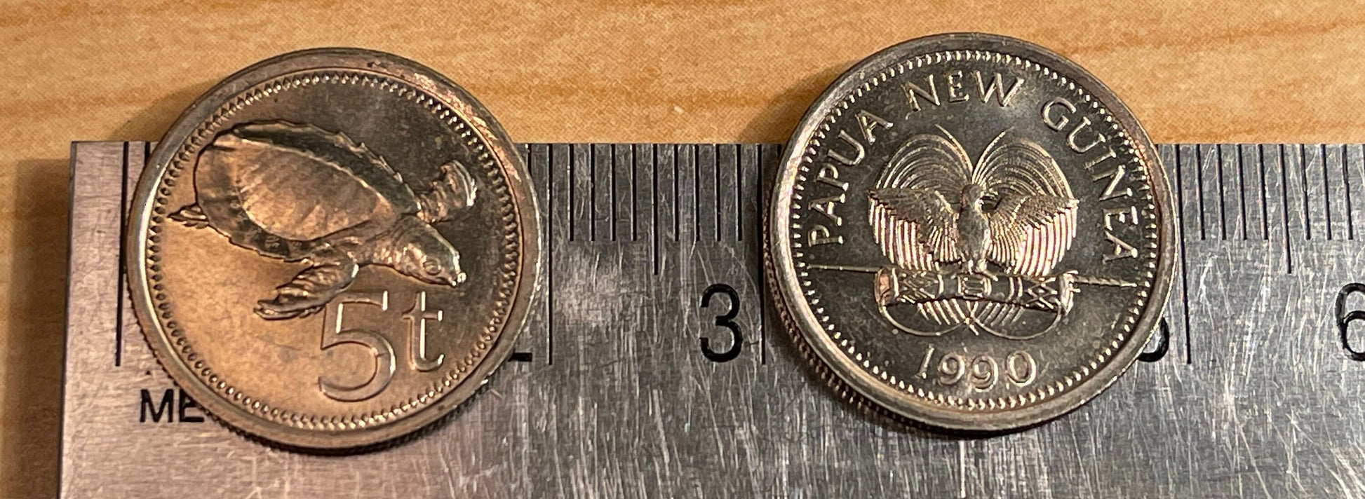 Pig-Nosed Turtle & Paradise Bird Papua New Guinea Authentic Coin Money Toea for Jewelry and Craft Making