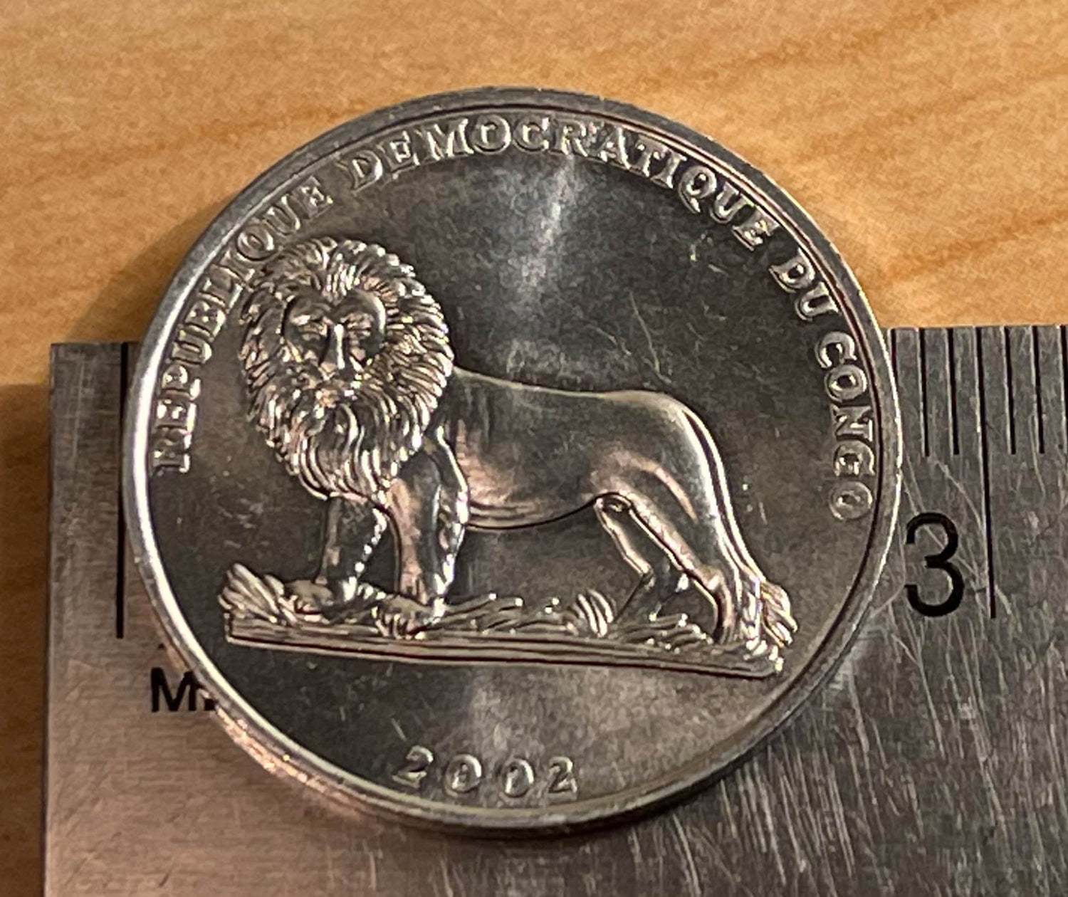 Lion & Butterfly 50 Centimes Democratic Republic of Congo Authentic Coin Money for Jewelry and Craft Making