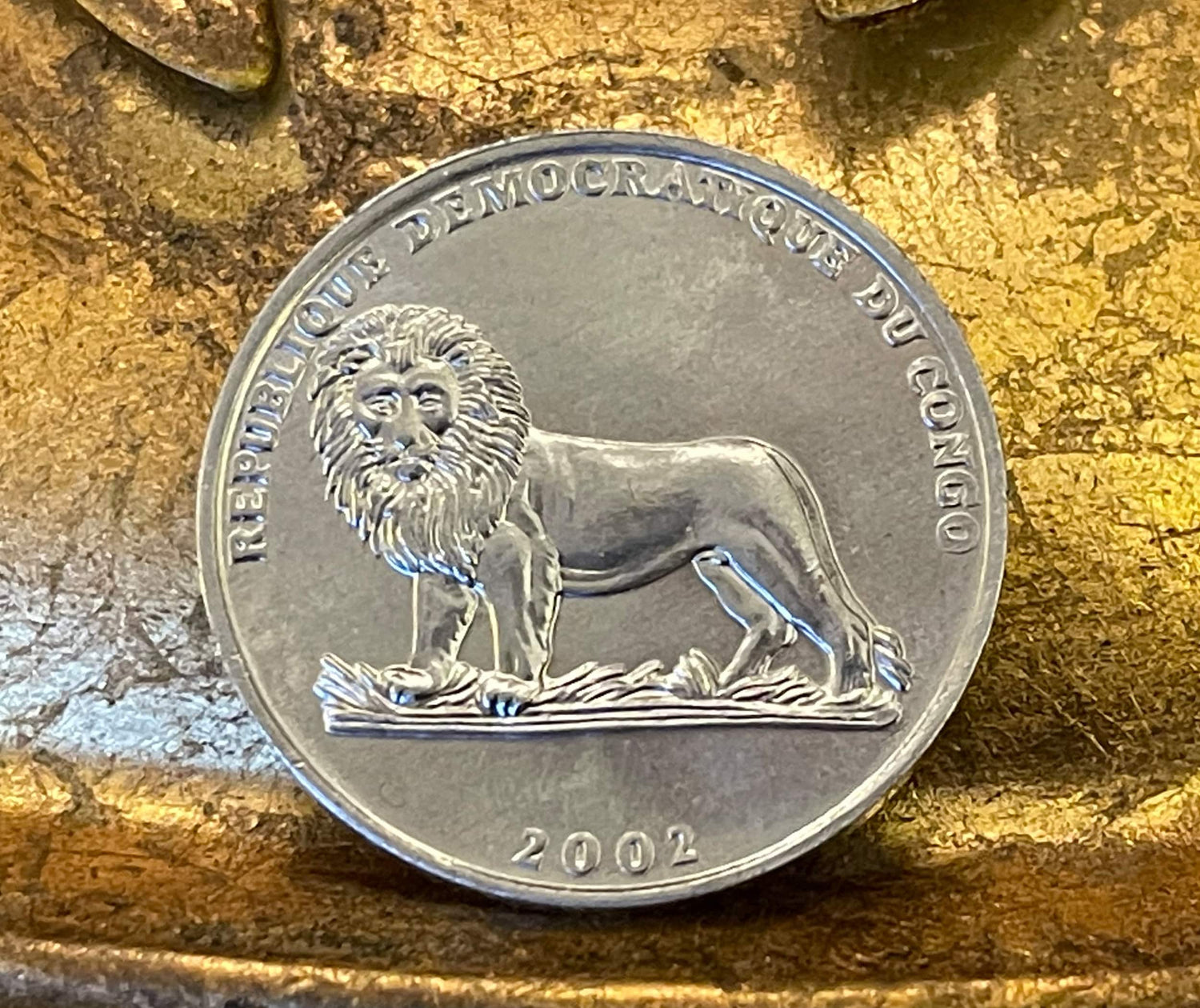 Lion & Butterfly 50 Centimes Democratic Republic of Congo Authentic Coin Money for Jewelry and Craft Making