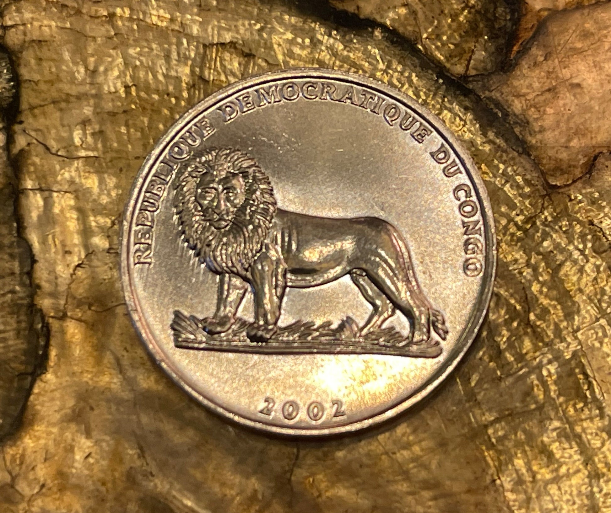 Butterfly & Lion 50 Centimes Democratic Republic of Congo Authentic Coin Money for Jewelry and Craft Making