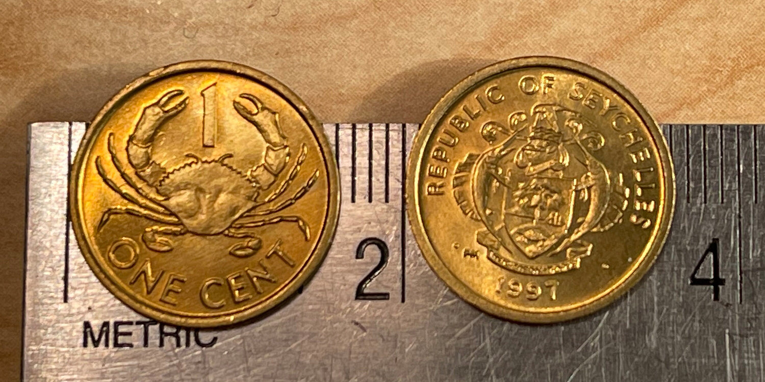 Mangrove Crab Seychelles Penny Authentic Coin Money for Jewelry and Craft Making