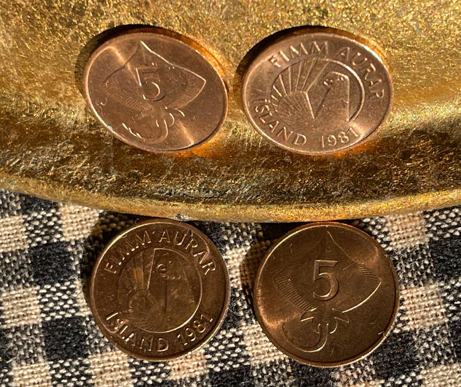 Gammur Eagle & Skate Fish Icelandic Authentic Coin Money 5 Aurar for Jewelry and Craft Making