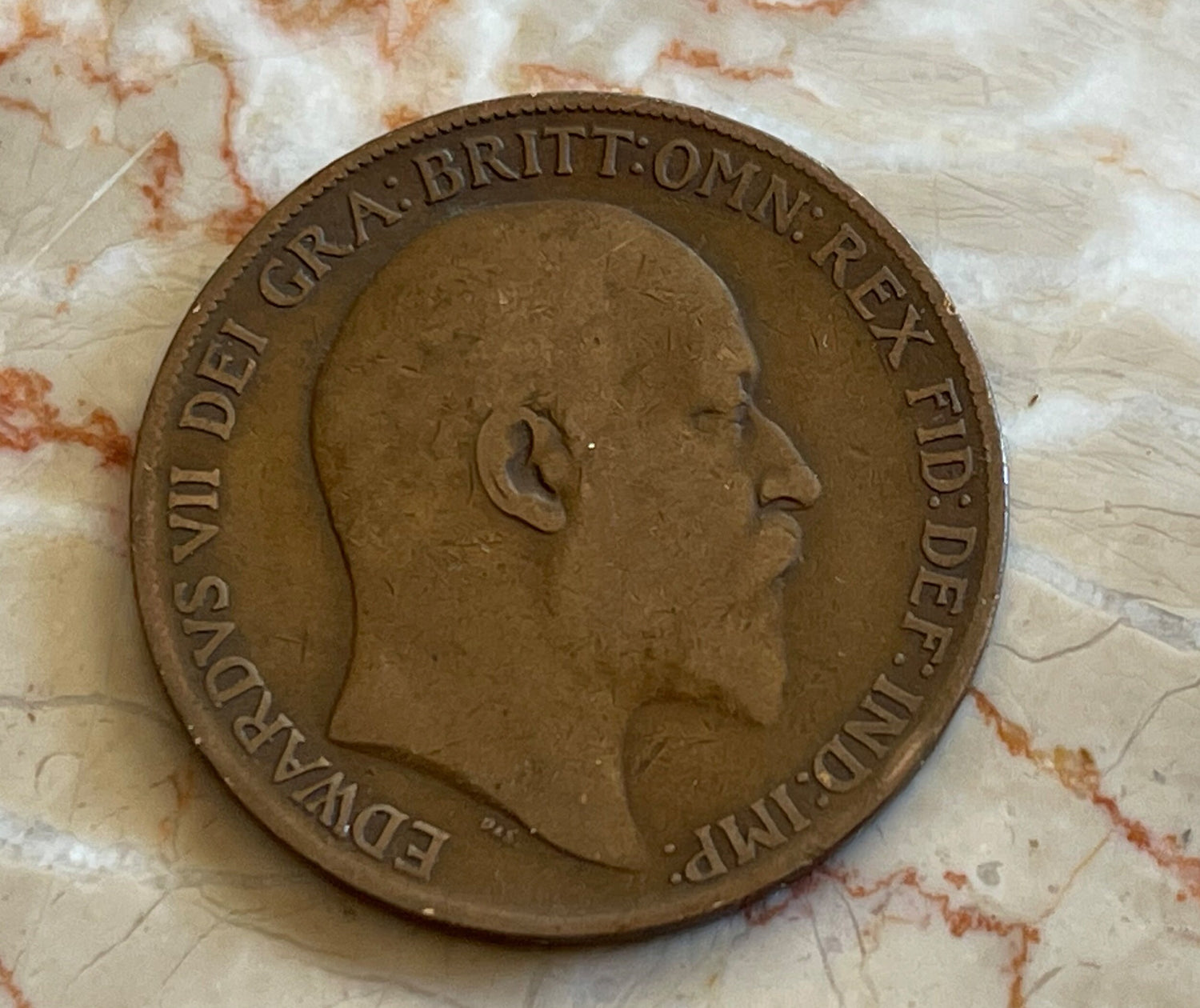 Britannia with Trident & King Edward VII Great Britain 1 Penny Authentic Coin Money Cent for Jewelry: Condition Only FAIR