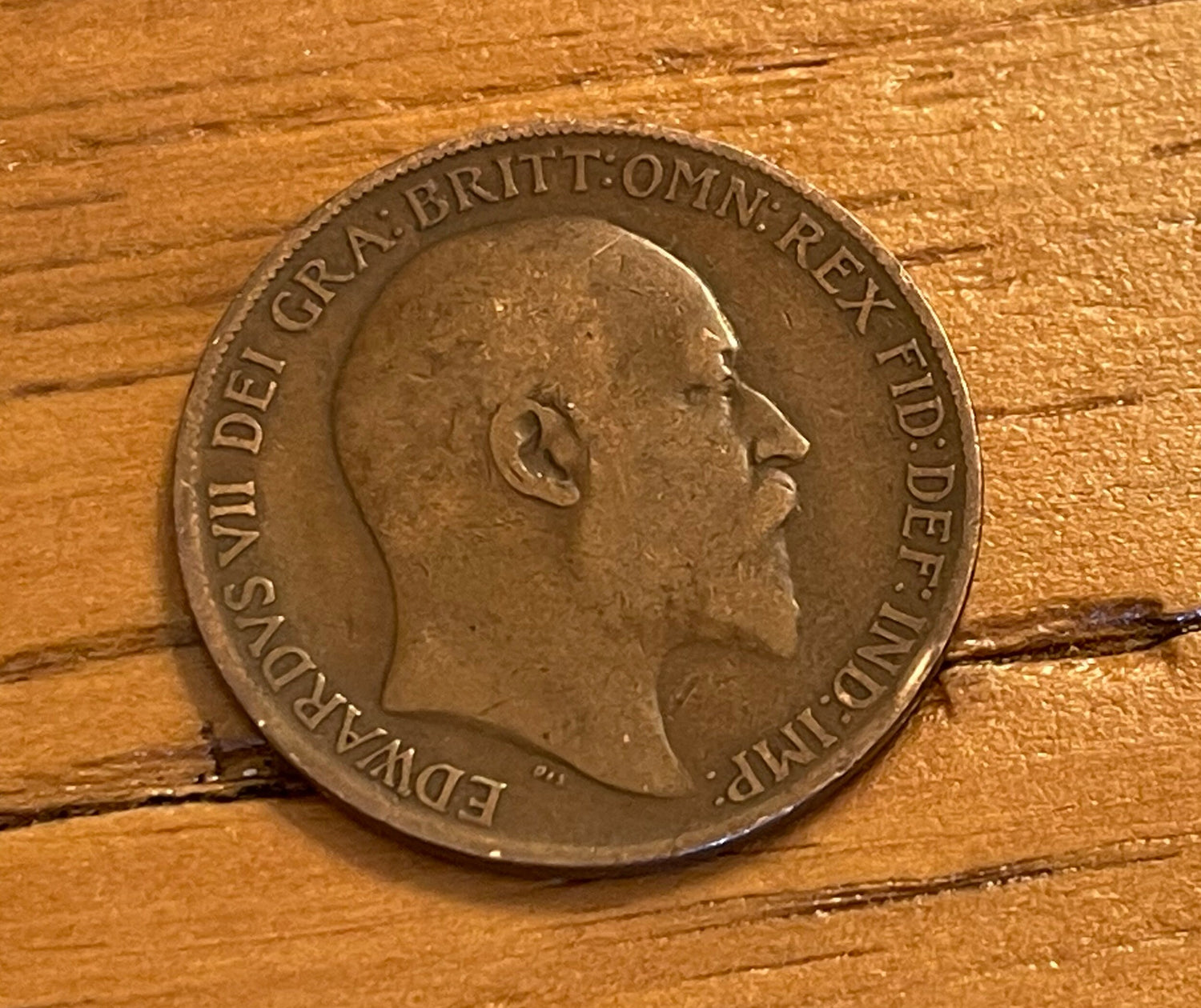 Britannia with Trident & King Edward VII Great Britain 1 Penny Authentic Coin Money Cent for Jewelry: Condition Only FAIR