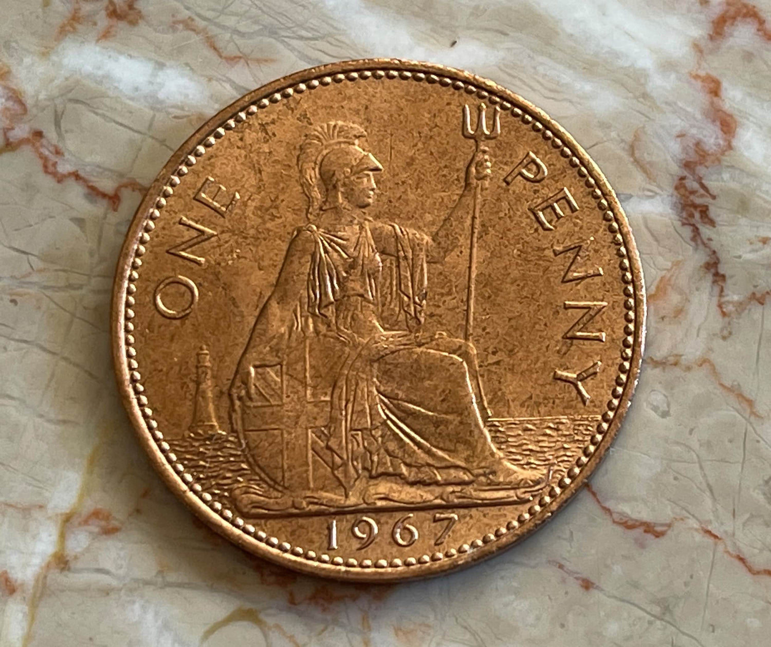 Queen Elizabeth II & Britannia Great Britain 1 Penny Authentic Coin Money for Jewelry and Craft Making