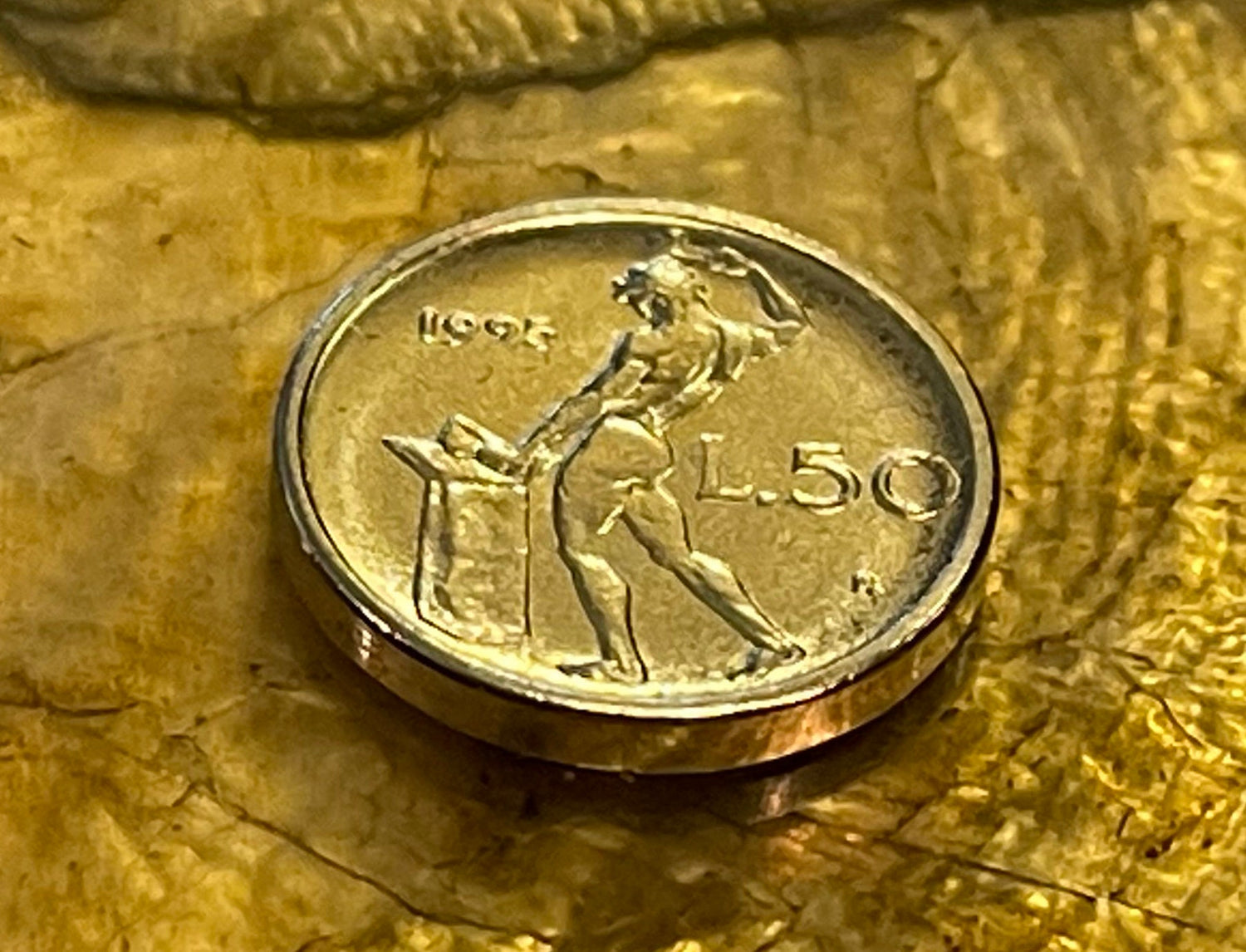 Vulcan (Small) Italian Authentic Coin Money 50 Lire for Jewelry and Craft Making