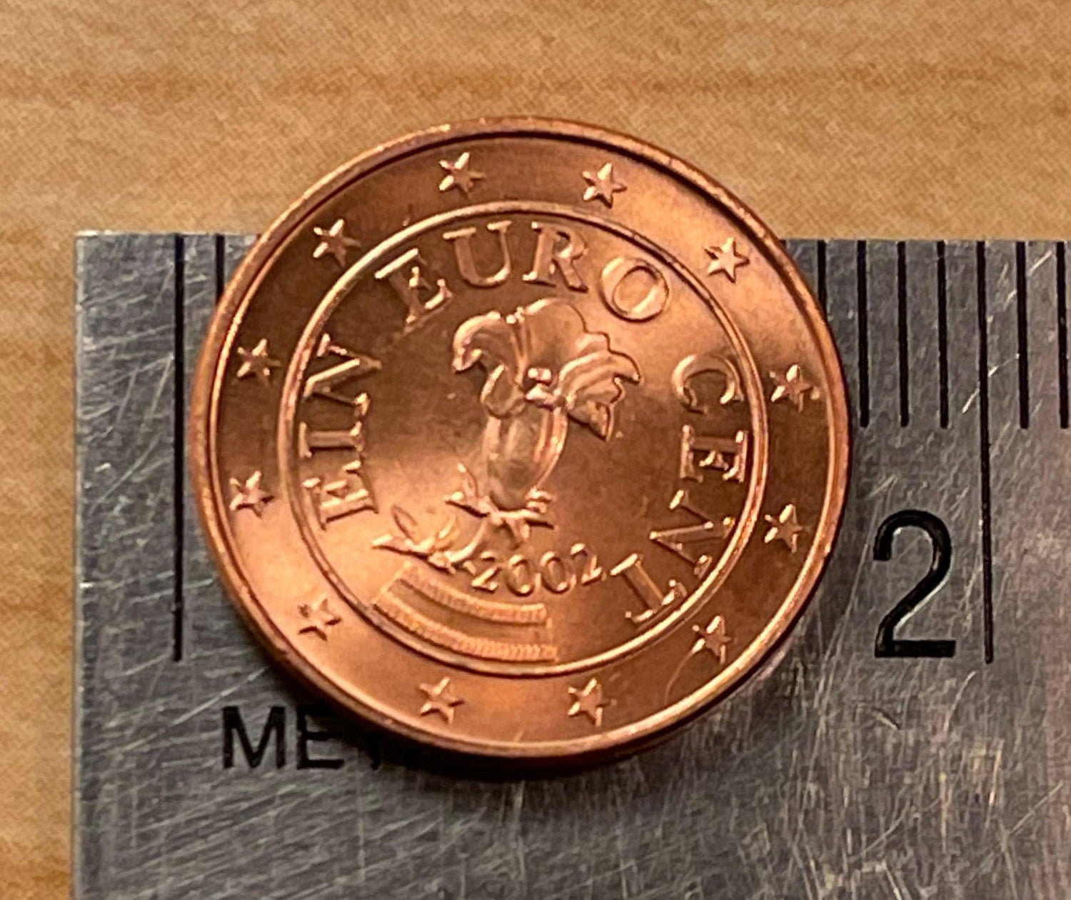 Gentian Flower Austrian Authentic Coin Money 1 Euro Cent for Jewelry and Craft Making