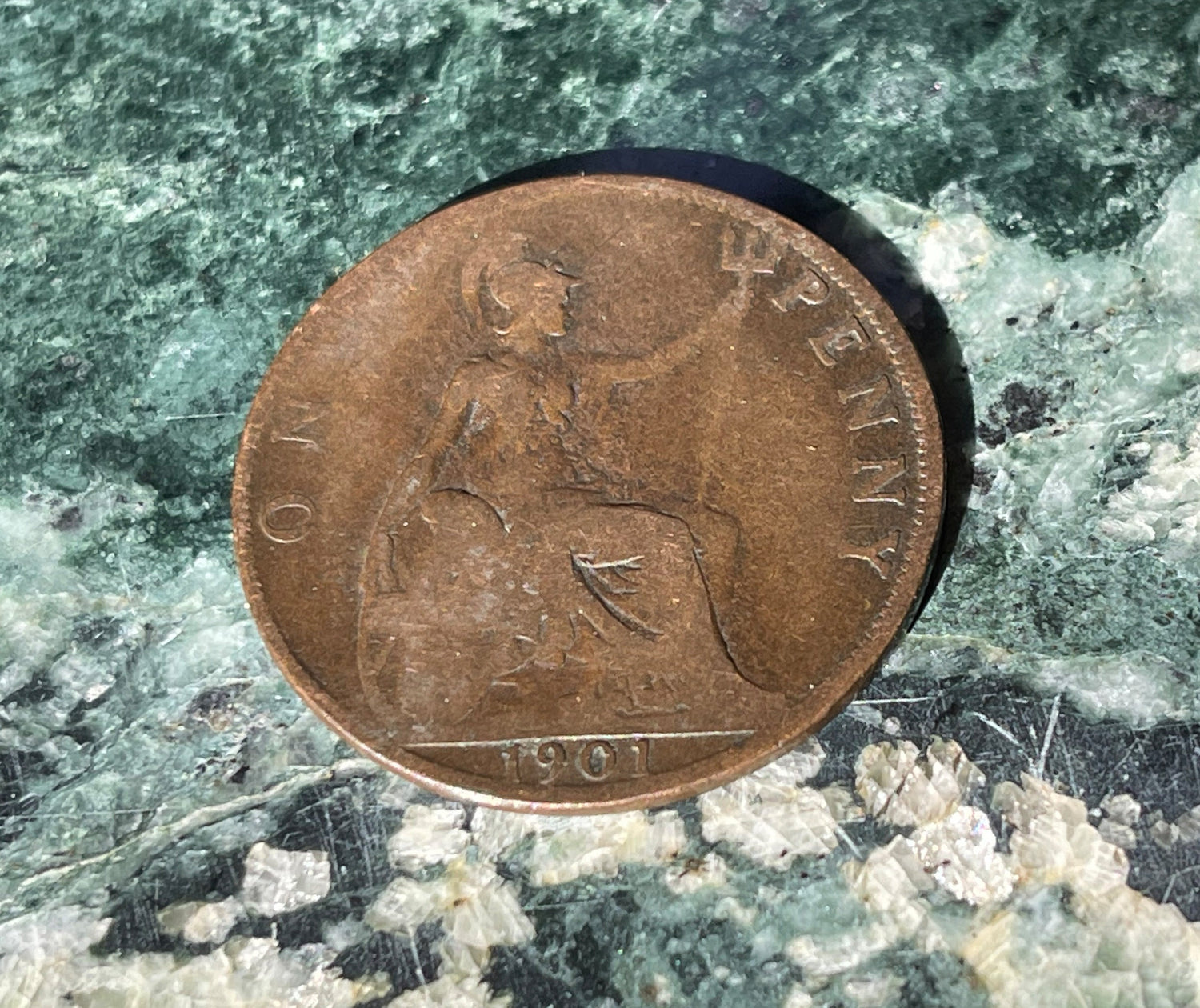 Queen Victoria (3rd Portrait) & Britannia Great Britain 1 Penny Authentic Coin Money Cent for Jewelry -- Condition is Only FAIR