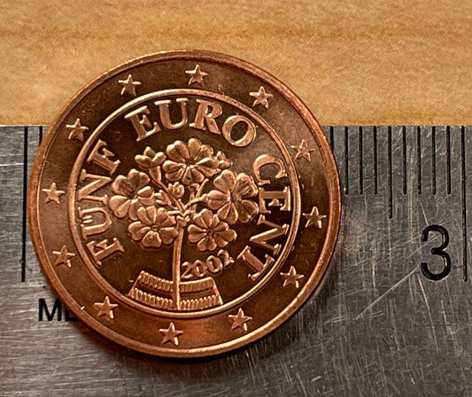 Alpine Primrose Austrian Authentic Coin Money 5 Euro Cent for Jewelry and Craft Making