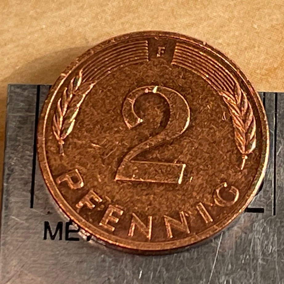 Oak Seedling 2 Pfennig German Authentic Coin Money for Jewelry and Craft Making