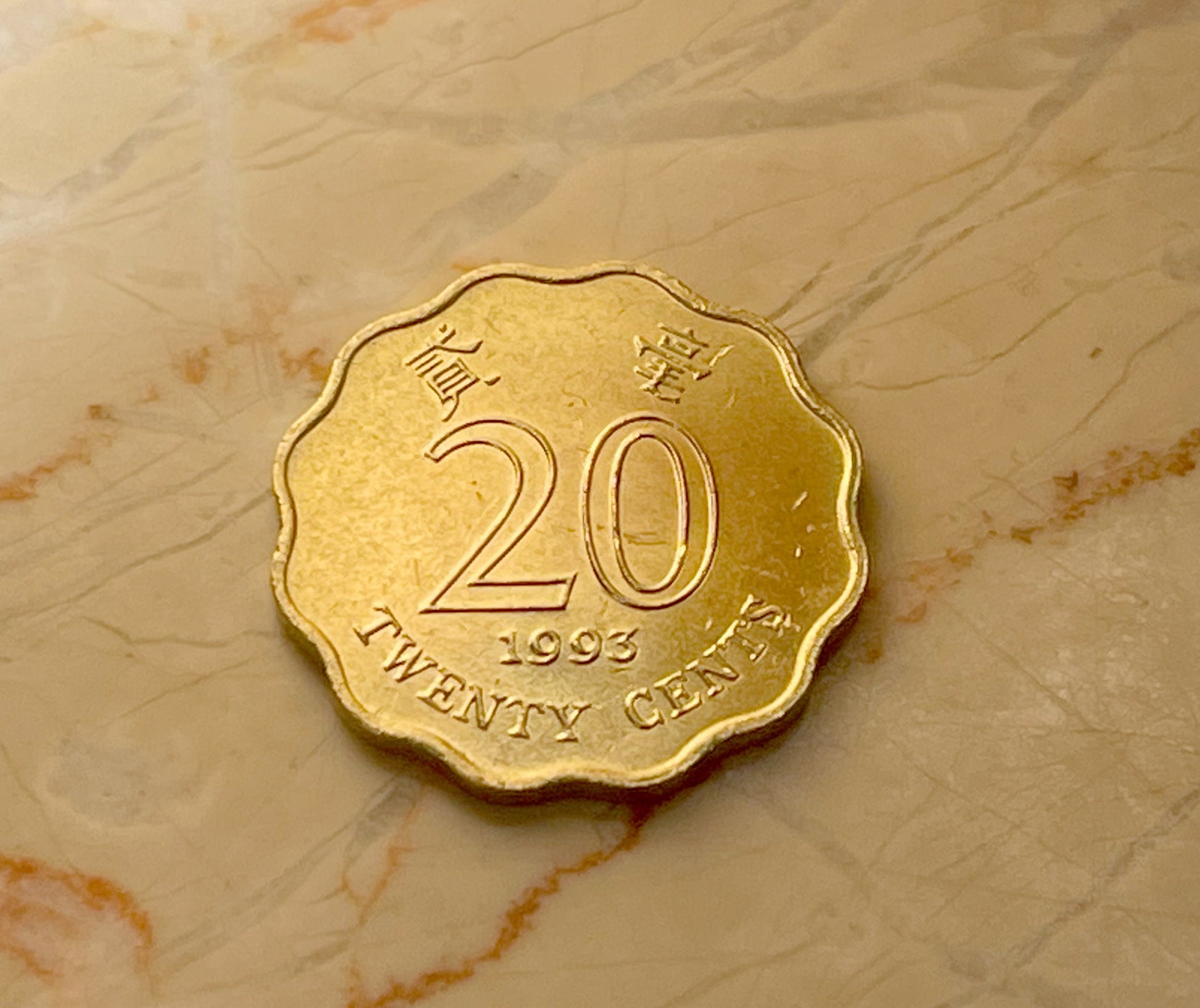 Bauhinia Orchid 20 Cent Hong Kong Authentic Coin Money for Jewelry and Craft Making
