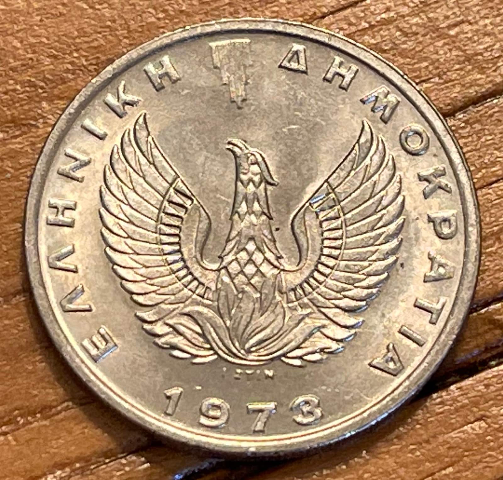 Pegasus & Phoenix 10 Drachmai Greece Coin Money Authentic for Jewelry and Craft Making