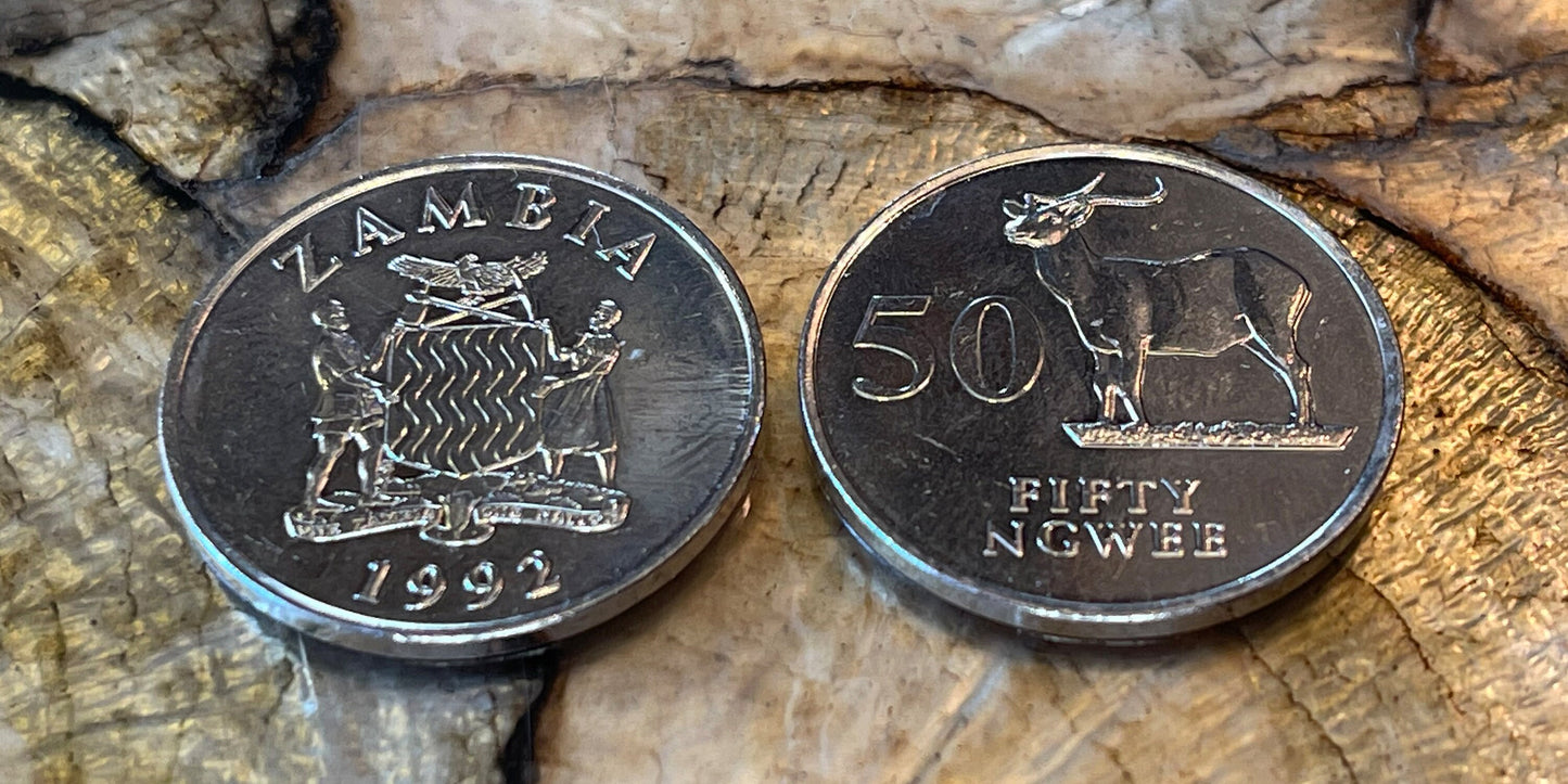 Antelope "Kafue Lechwe" 50 Ngwee Zambia Authentic Coin Money for Jewelry and Craft Making
