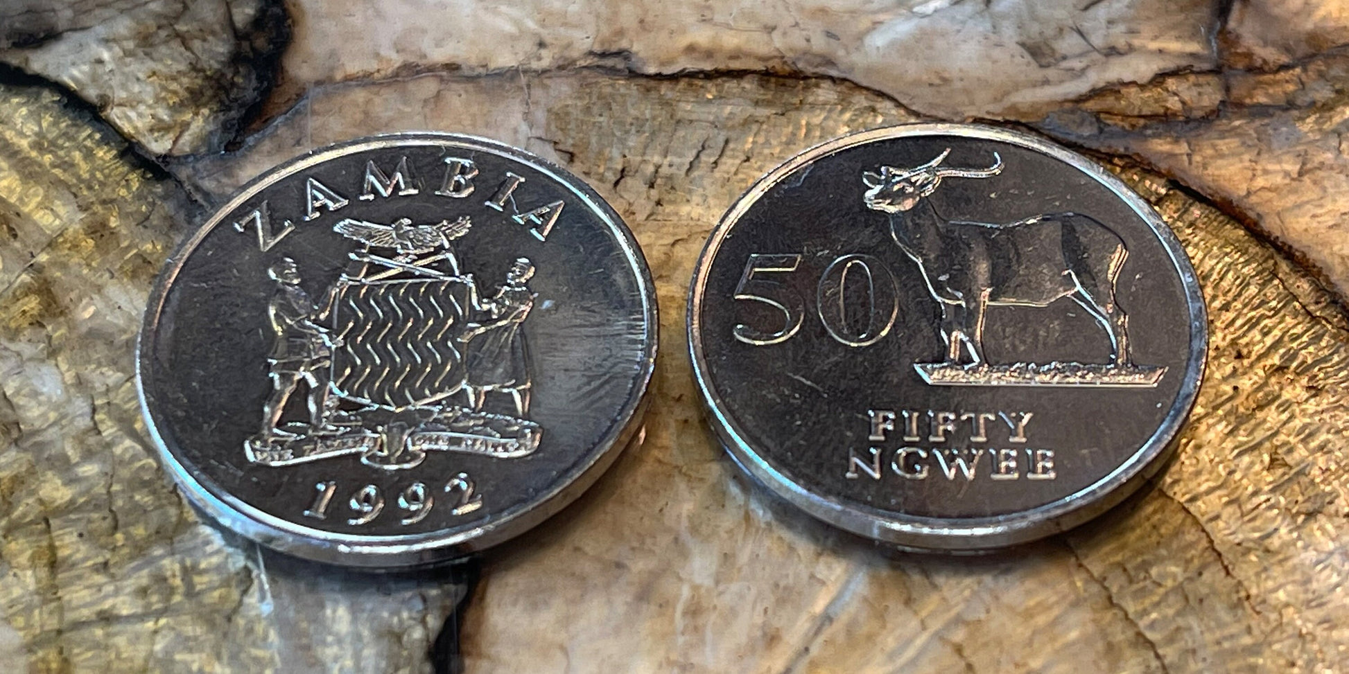 Antelope "Kafue Lechwe" 50 Ngwee Zambia Authentic Coin Money for Jewelry and Craft Making
