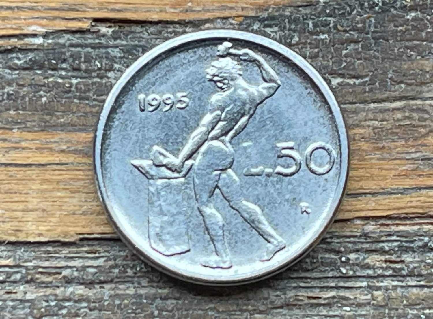 Vulcan (Small) Italian Authentic Coin Money 50 Lire for Jewelry and Craft Making