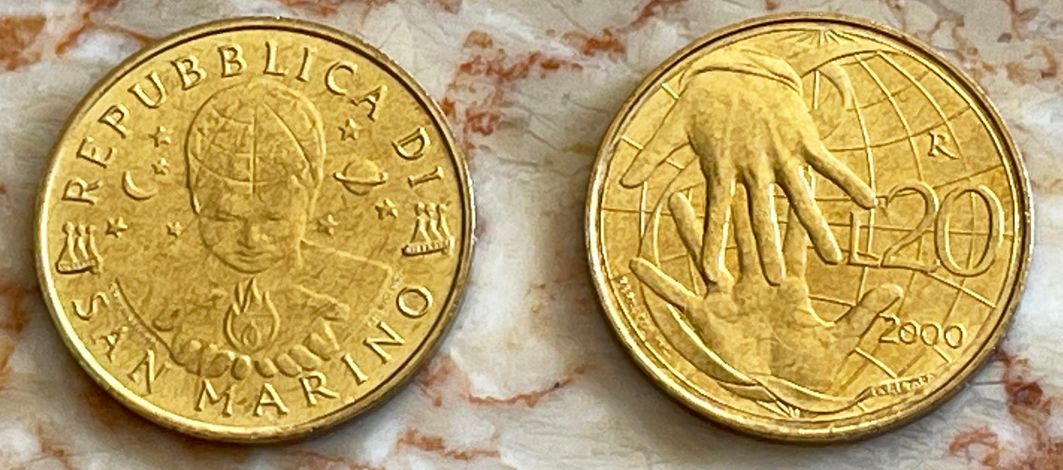 Solidarity San Marino Authentic Coin Money 20 Lire for Jewelry and Craft Making