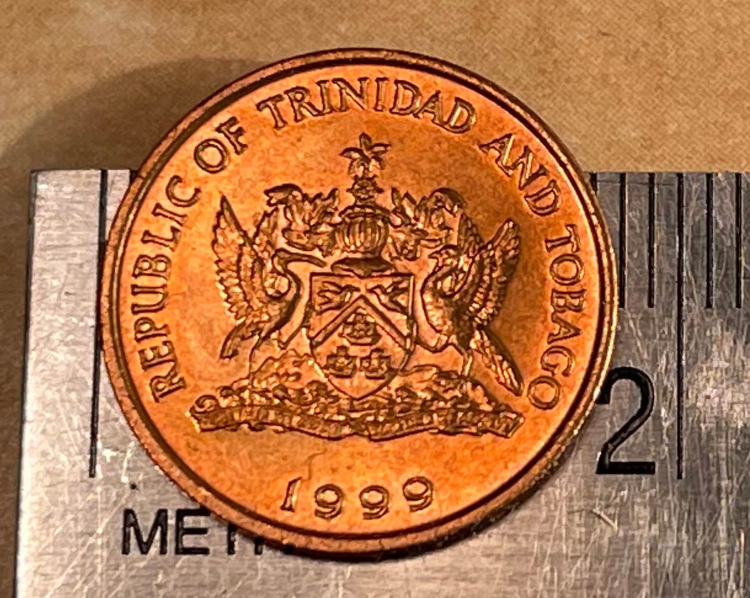 Hummingbird in flight Trinidad Tobago  One Cent Authentic copper Coin - Money for Jewelry and Craft Making - drilled coin - Coin charm