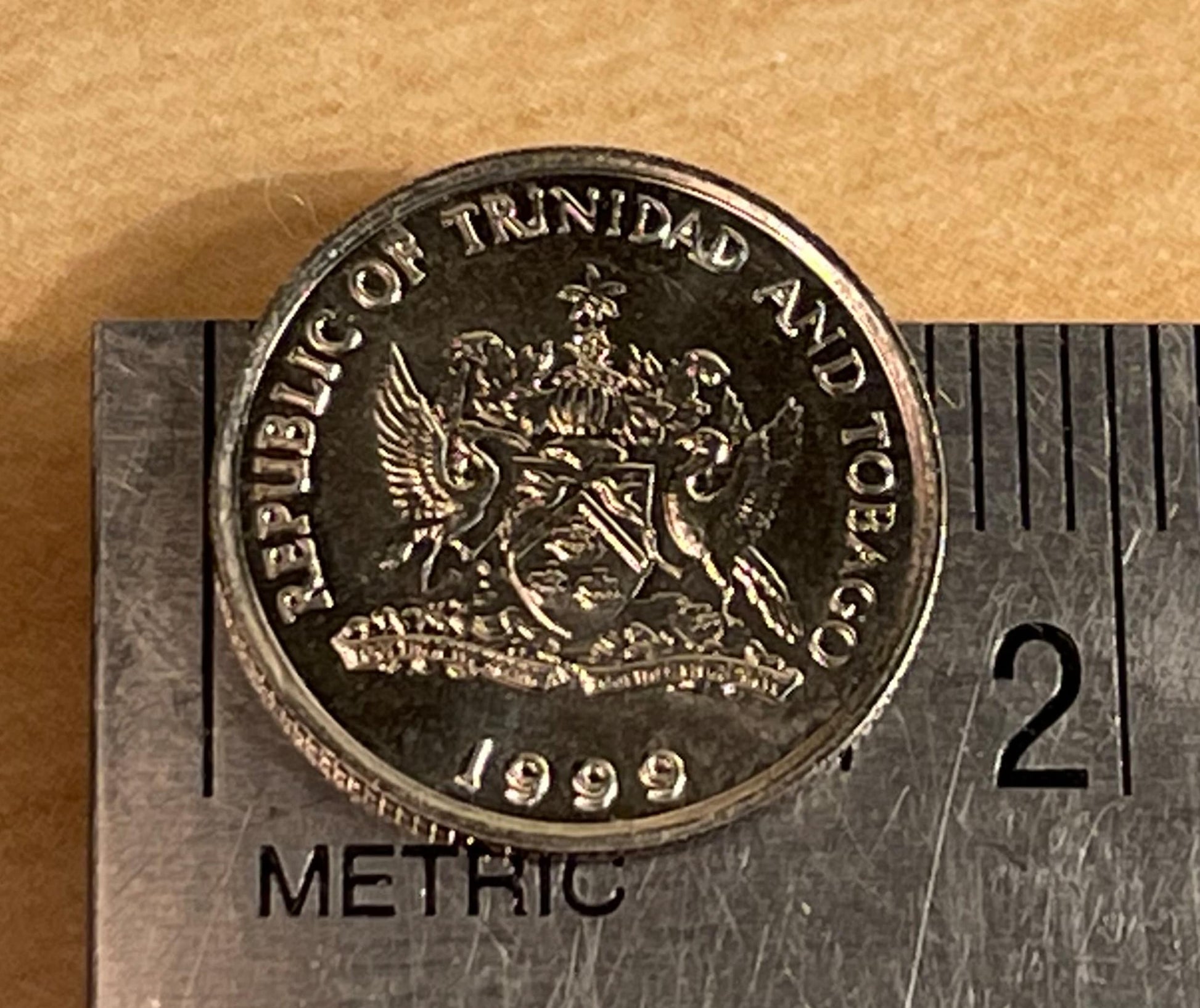 Flaming Hibiscus Trinidad & Tobago Authentic 10 Cent Coin Money for Jewelry and Craft Making