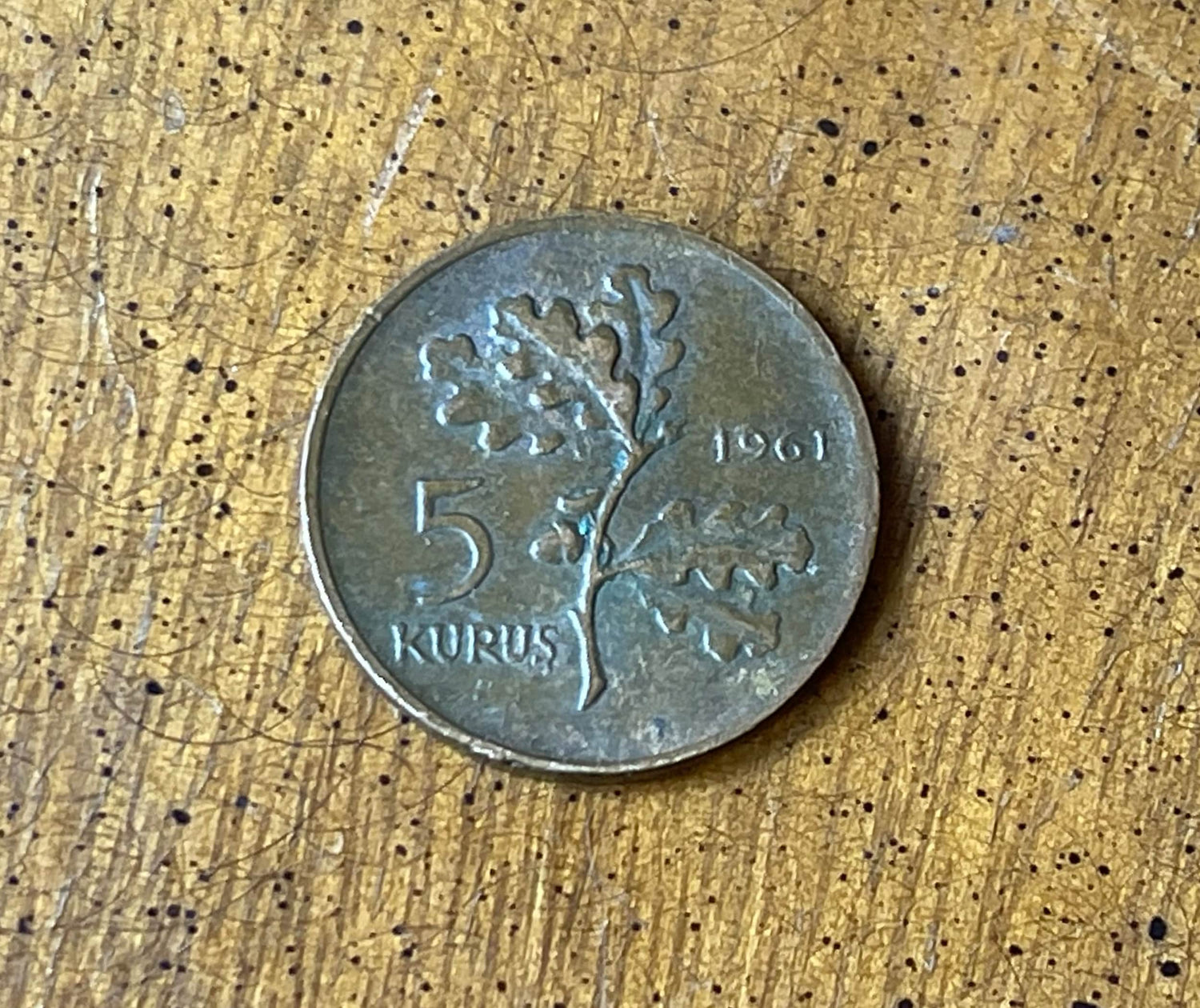 Oak Branch Turkey 5 Kurus Authentic Coin Money for Jewelry and Craft Making
