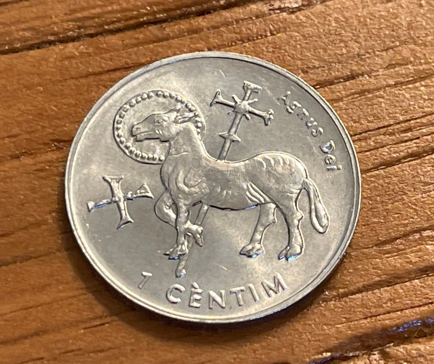 Agnus Dei Lamb of God Andorra 1 Centim Authentic Coin Money for Jewelry and Craft Making 2002
