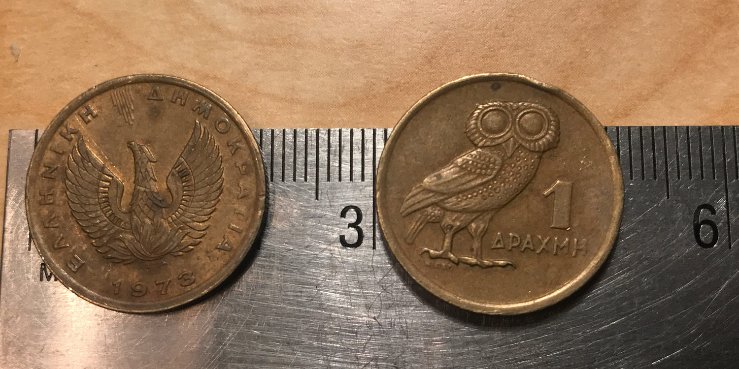 Owl of Athena & Phoenix Greek Authentic Coin Money 1 Drachma for Jewelry and Craft Making
