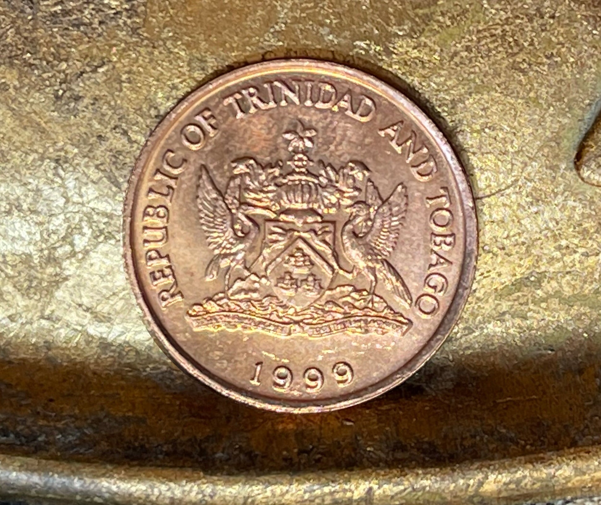 Bird of Paradise 5 Cents Trinidad & Tobago Authentic Coin Money for Jewelry and Craft Making