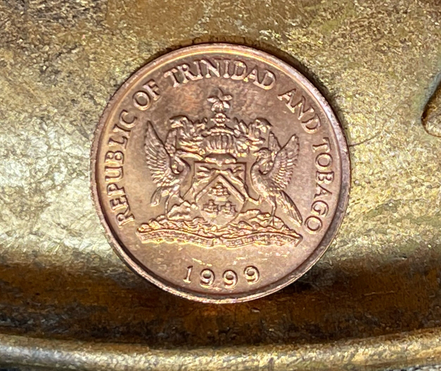 Bird of Paradise 5 Cents Trinidad & Tobago Authentic Coin Money for Jewelry and Craft Making