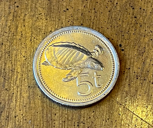Pig-Nosed Turtle & Paradise Bird Papua New Guinea Authentic Coin Money Toea for Jewelry and Craft Making