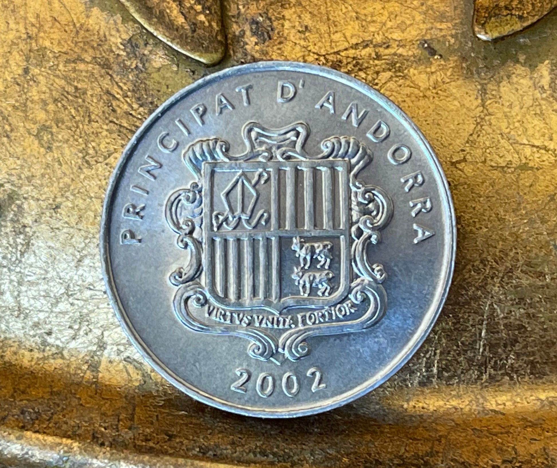 Pyrenean Chamois Goat-Antelope Andorra Authentic Coin 1 Centime Coin Money for Jewelry and Craft Making 2002