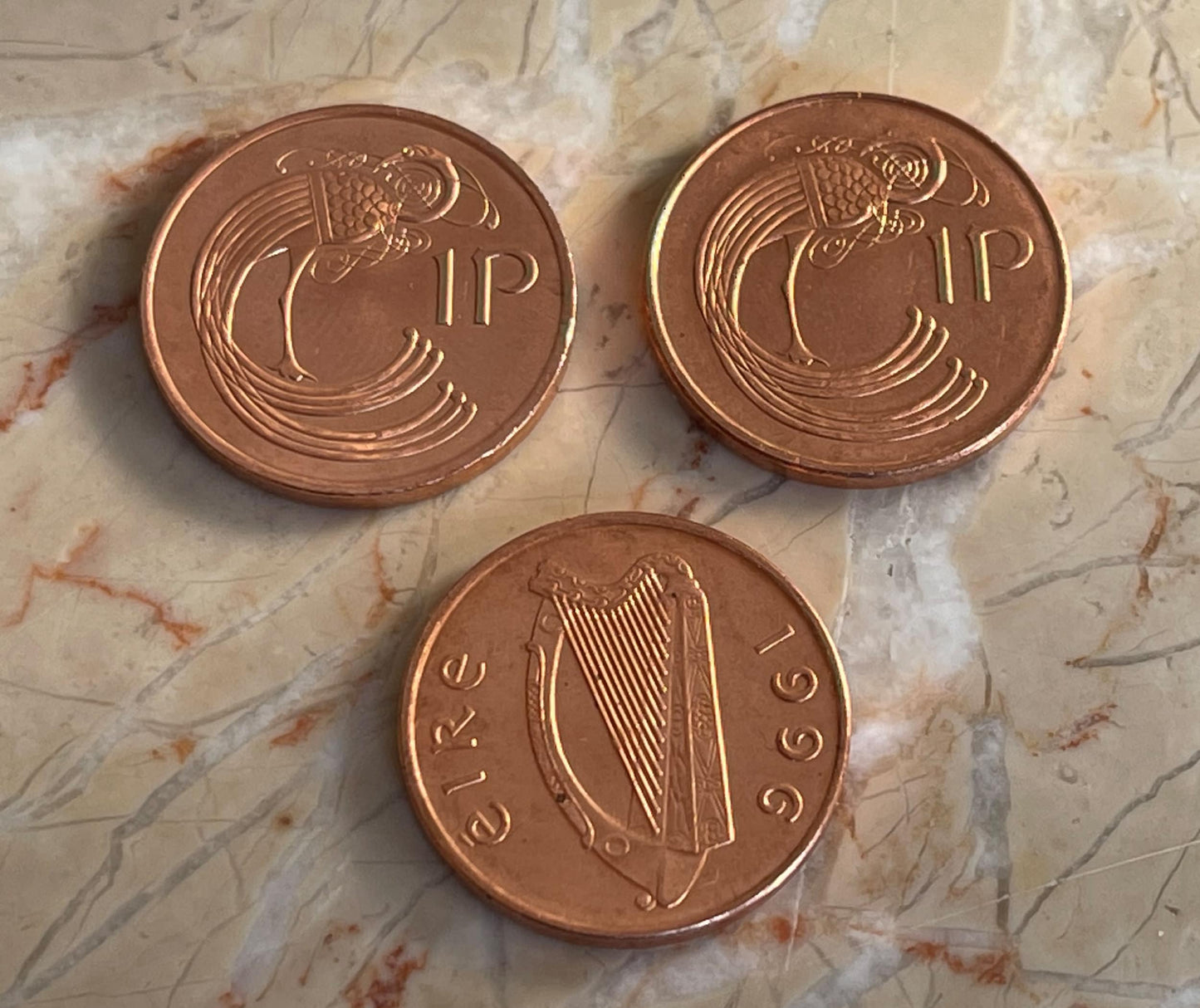 Book of Kells Bird & Harp Irish Penny Ireland Authentic Coin Money for Jewelry and Craft Making