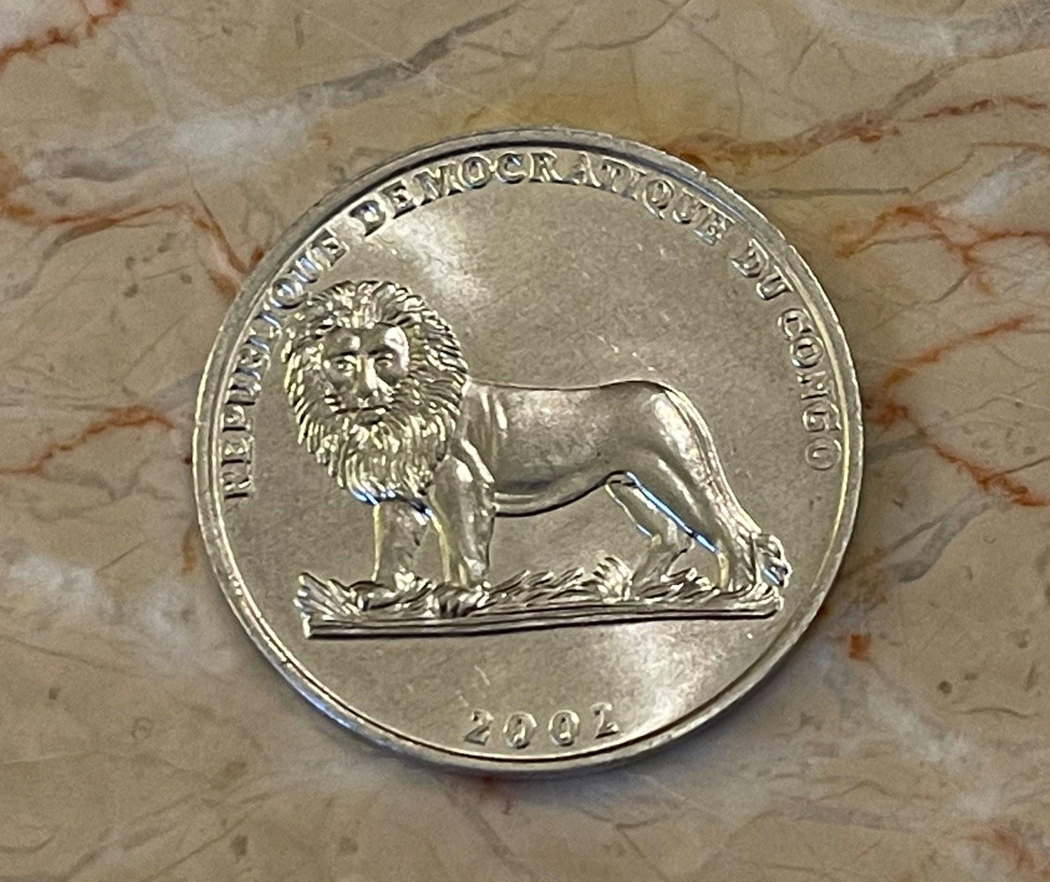 Lion & Butterfly 50 Centimes Democratic Republic of Congo Authentic Coin Money for Jewelry and Craft Making