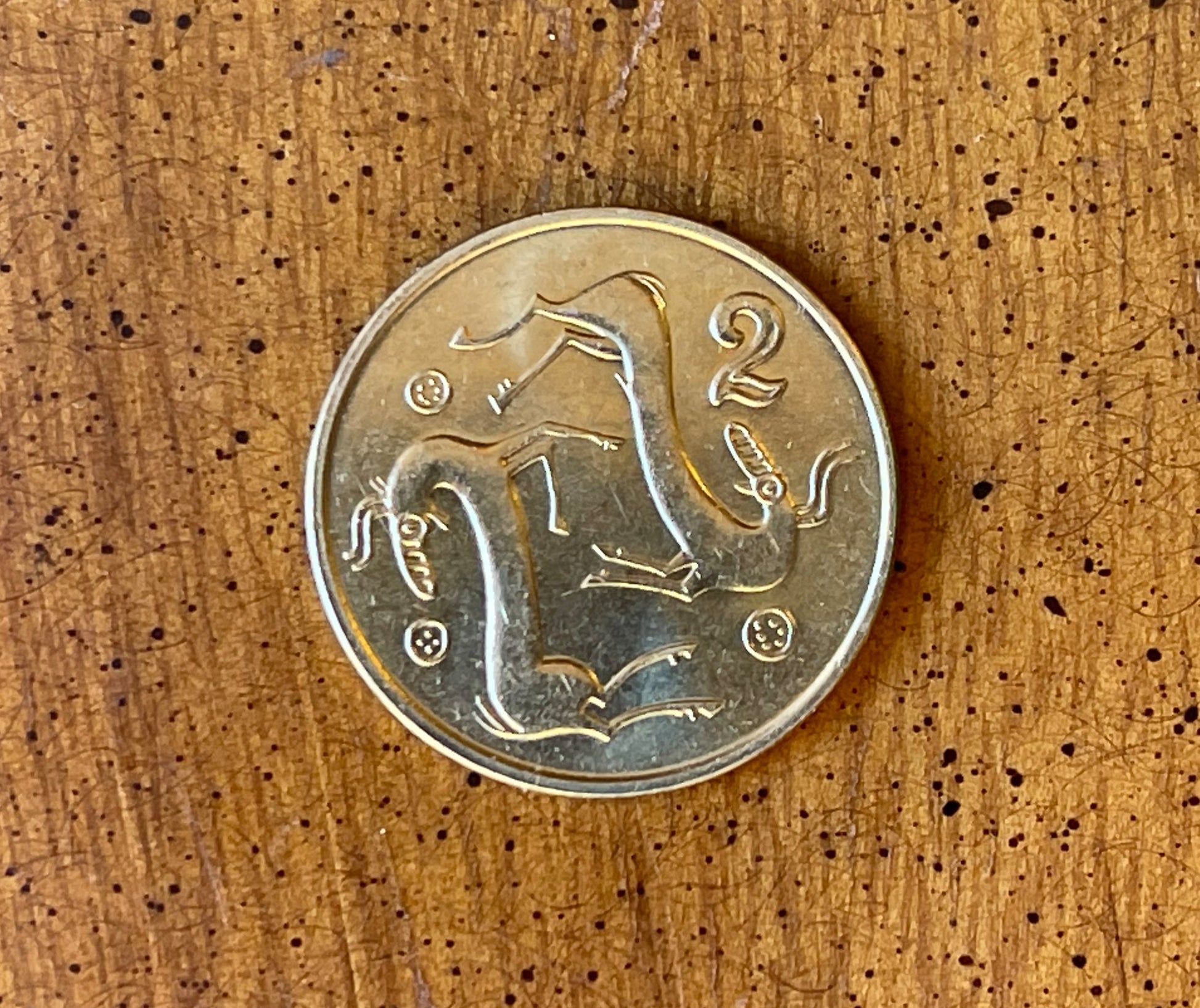 Two Heraldic Goats Cyprus Authentic Coin Money 2 Cents for Jewelry and Craft Making (Capricorn)