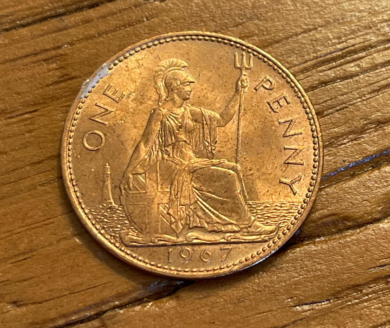 Queen Elizabeth II & Britannia Great Britain 1 Penny Authentic Coin Money for Jewelry and Craft Making