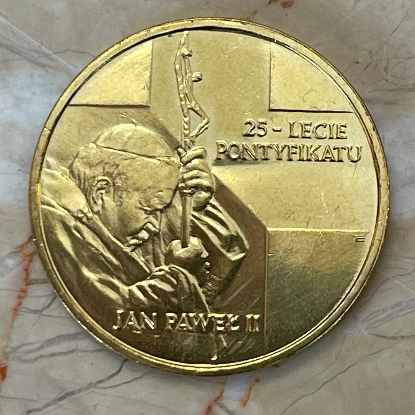 Pope John Paul II 25th Anniversary Poland 2 Zlote Authentic Coin Money for Jewelry and Craft Making