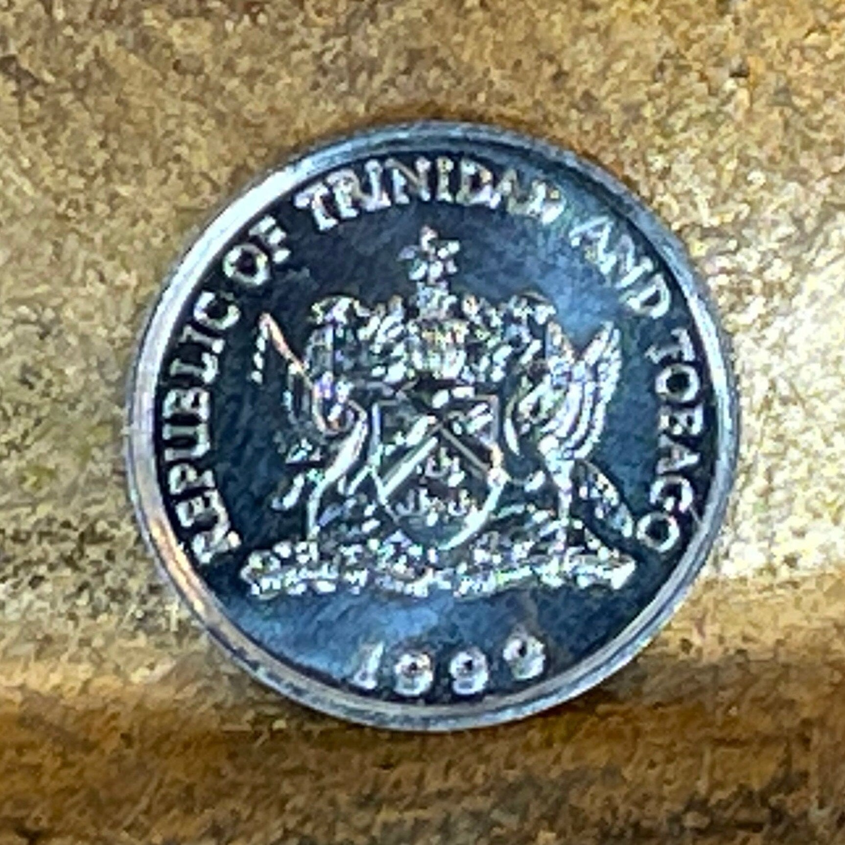 Flaming Hibiscus Trinidad & Tobago Authentic 10 Cent Coin Money for Jewelry and Craft Making