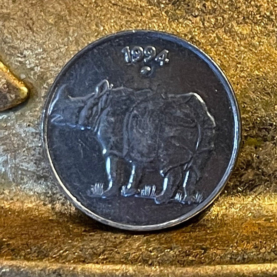 Rhinoceros & Ashoka Lion Capitol India 25 Paise Authentic Coin Money for Jewelry and Craft Making