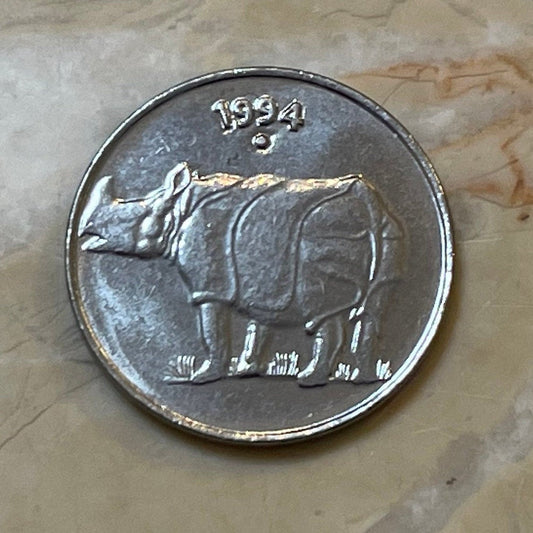 Rhinoceros & Ashoka Lion Capitol India 25 Paise Authentic Coin Money for Jewelry and Craft Making