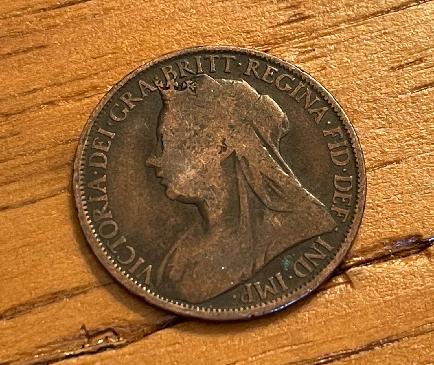 Queen Victoria (3rd Portrait) & Britannia Great Britain 1 Penny Authentic Coin Money Cent for Jewelry -- Condition is Only FAIR