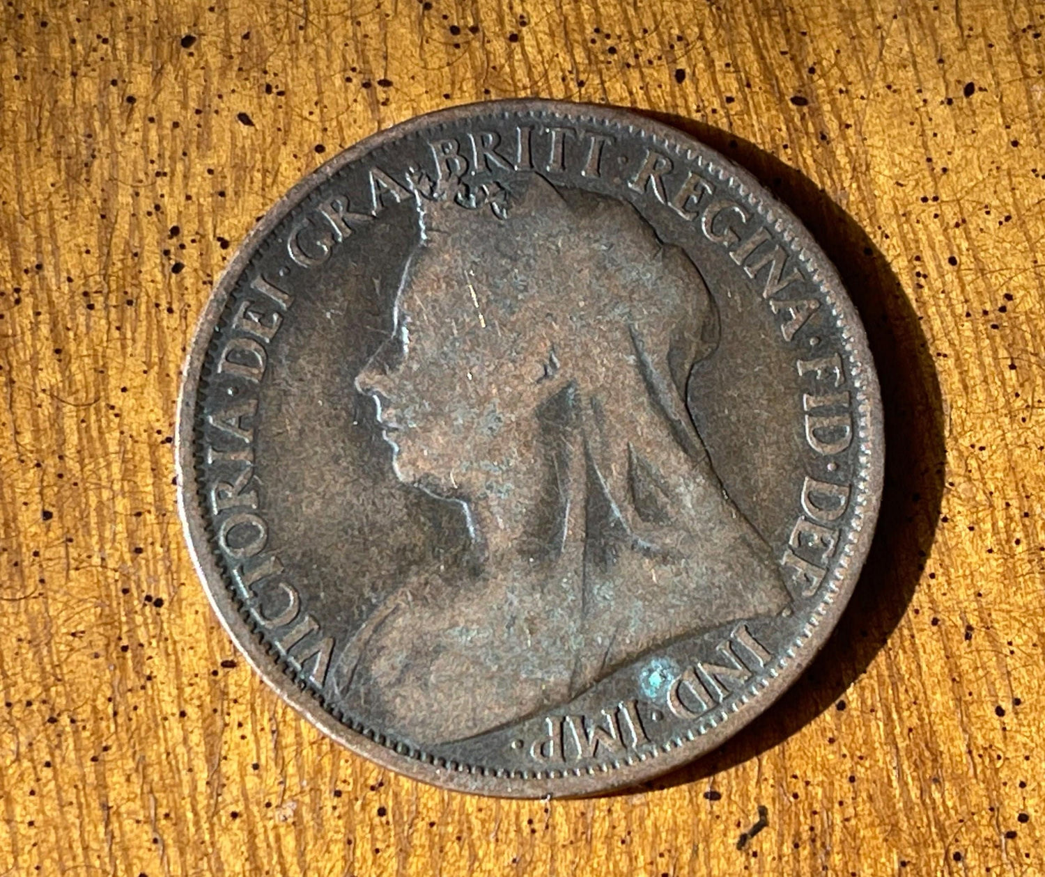 Queen Victoria (3rd Portrait) & Britannia Great Britain 1 Penny Authentic Coin Money Cent for Jewelry -- Condition is Only FAIR