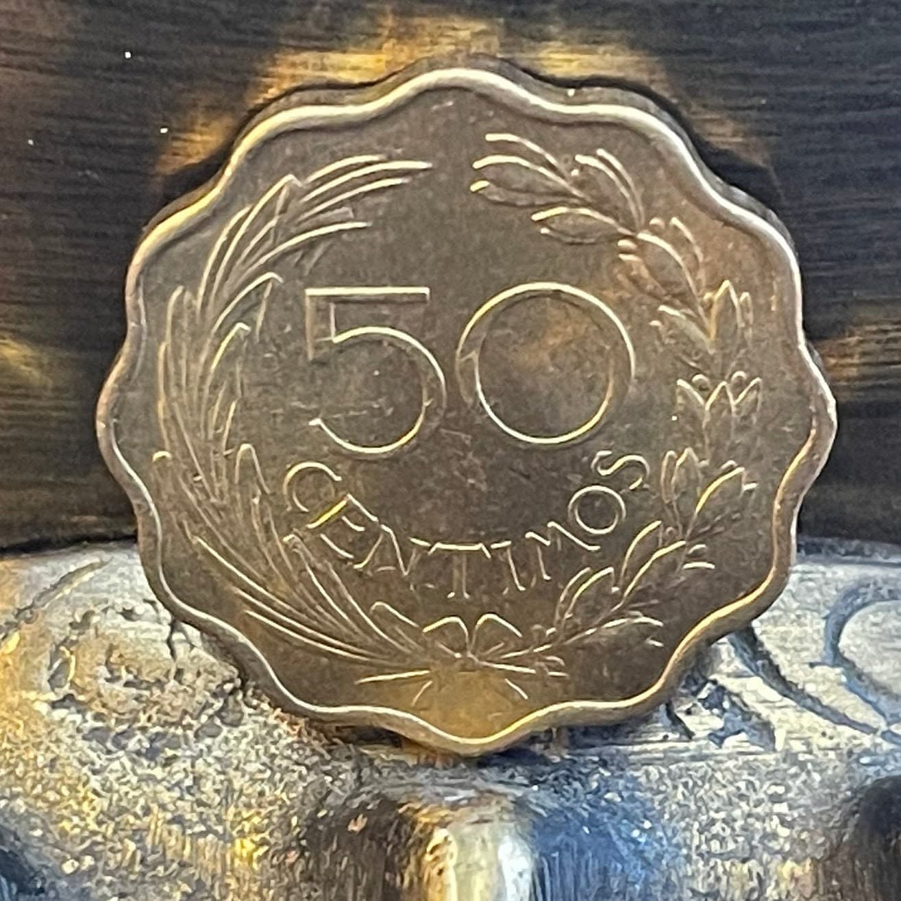 Lion Paraguay 50 Centimos Authentic 1953 Coin Money for Jewelry and Craft Making