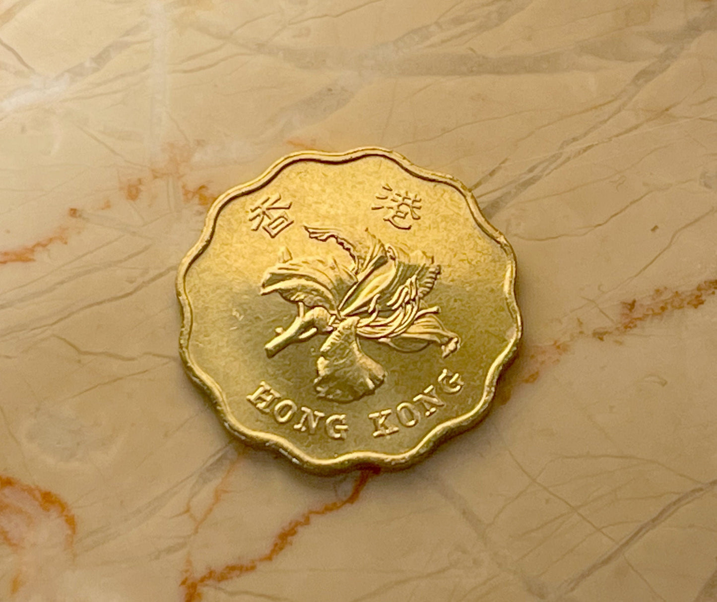 Bauhinia Orchid 20 Cent Hong Kong Authentic Coin Money for Jewelry and Craft Making